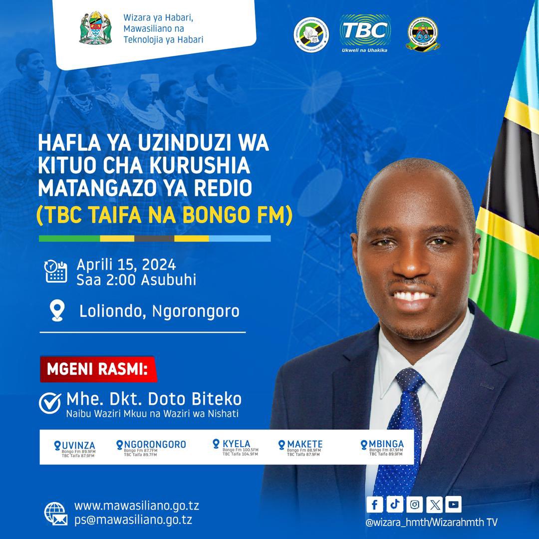 Hafla ya Uzinduzi wa Kituo cha Kurushia Matangazo ya Redio (TBC Taifa na Bongo FM) cha Loliondo, Ngorongoro. #TzDigitalTransformation #TzyaKidijitali #KaziIendelee