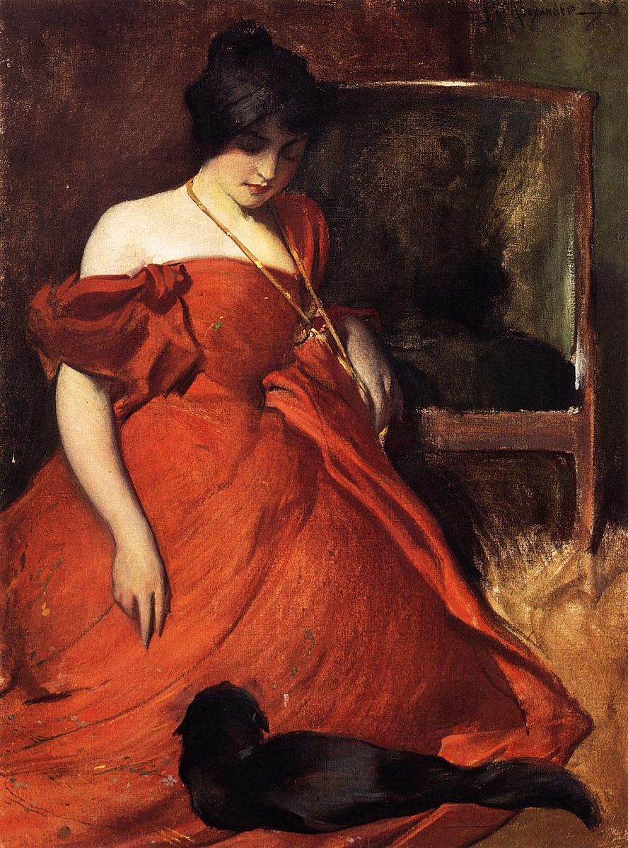 Black and Red (1896) by John White Alexander (American artist, lived 1856–1915). 'Women and cats will do as they please, and men and dogs should relax and get used to the idea.' ― Robert A. Heinlein. #Caturday