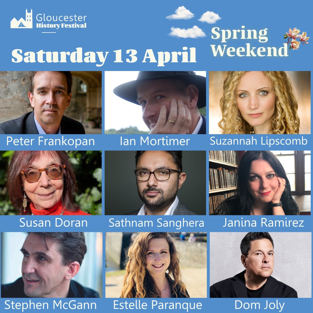 Day Two of the #GlosHistFest24 Spring Weekend. We'll be welcoming @peterfrankopan @DrJaninaRamirez @sixteenthCgirl, Susan Doran @Sathnam @StephenMcGann @DrEstellePrnq @DJMusgrove and @domjoly to @GlosBlackfriars today. Can't wait! @VisitGloucester @HistoryExtra