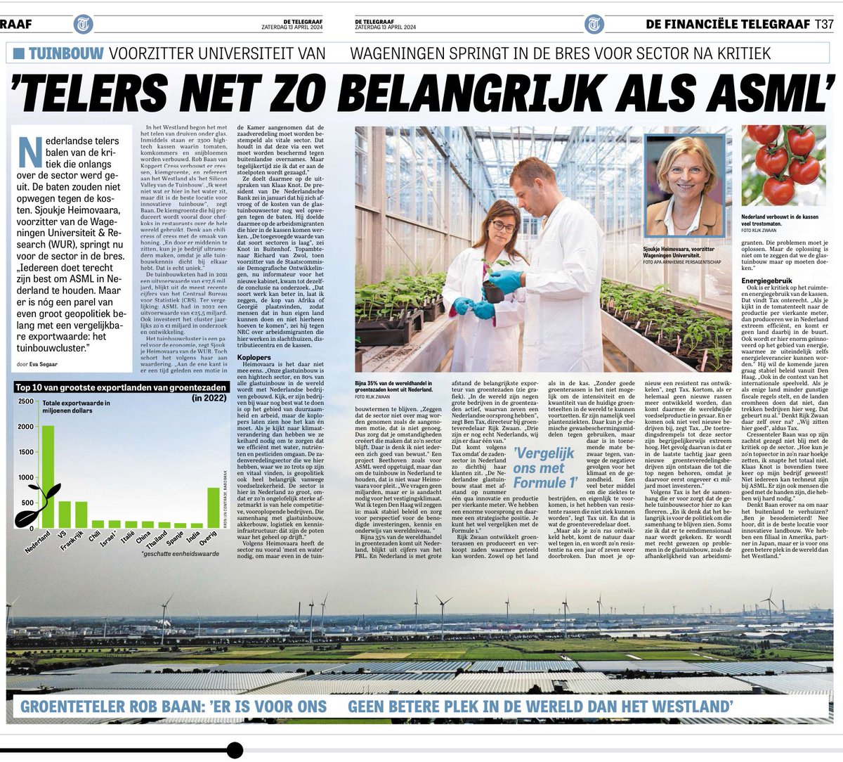 De T komt weer op voor progressieve landbouw.