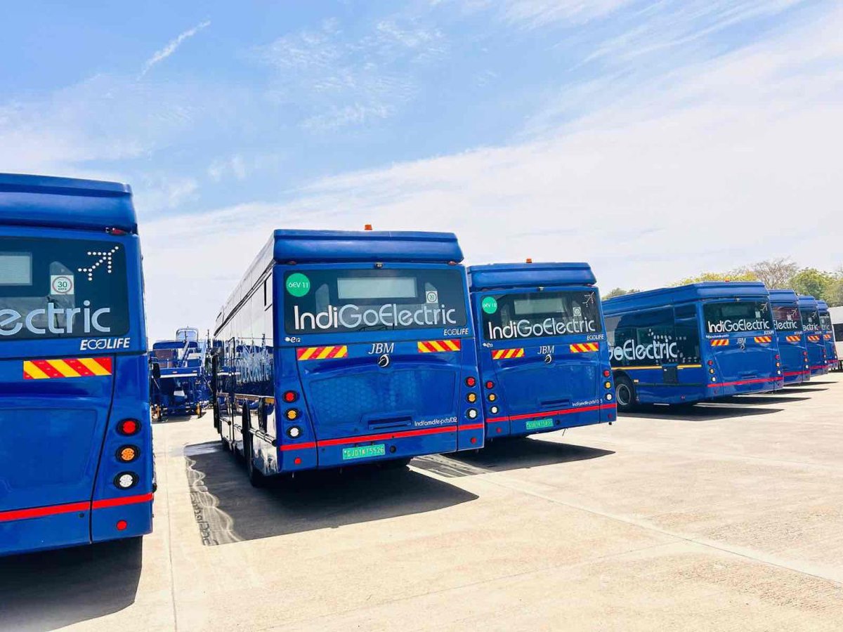 IndiGo6E's tweet photo. Thrilled to announce that Ahmedabad becomes our first station to have 100% fleet of eco-friendly electric coaches. Another leap in our efforts towards sustainable and green operations. #goIndiGo #IndiGoGreen #IndiGoElectric https://t.co/q90VaK5wBR