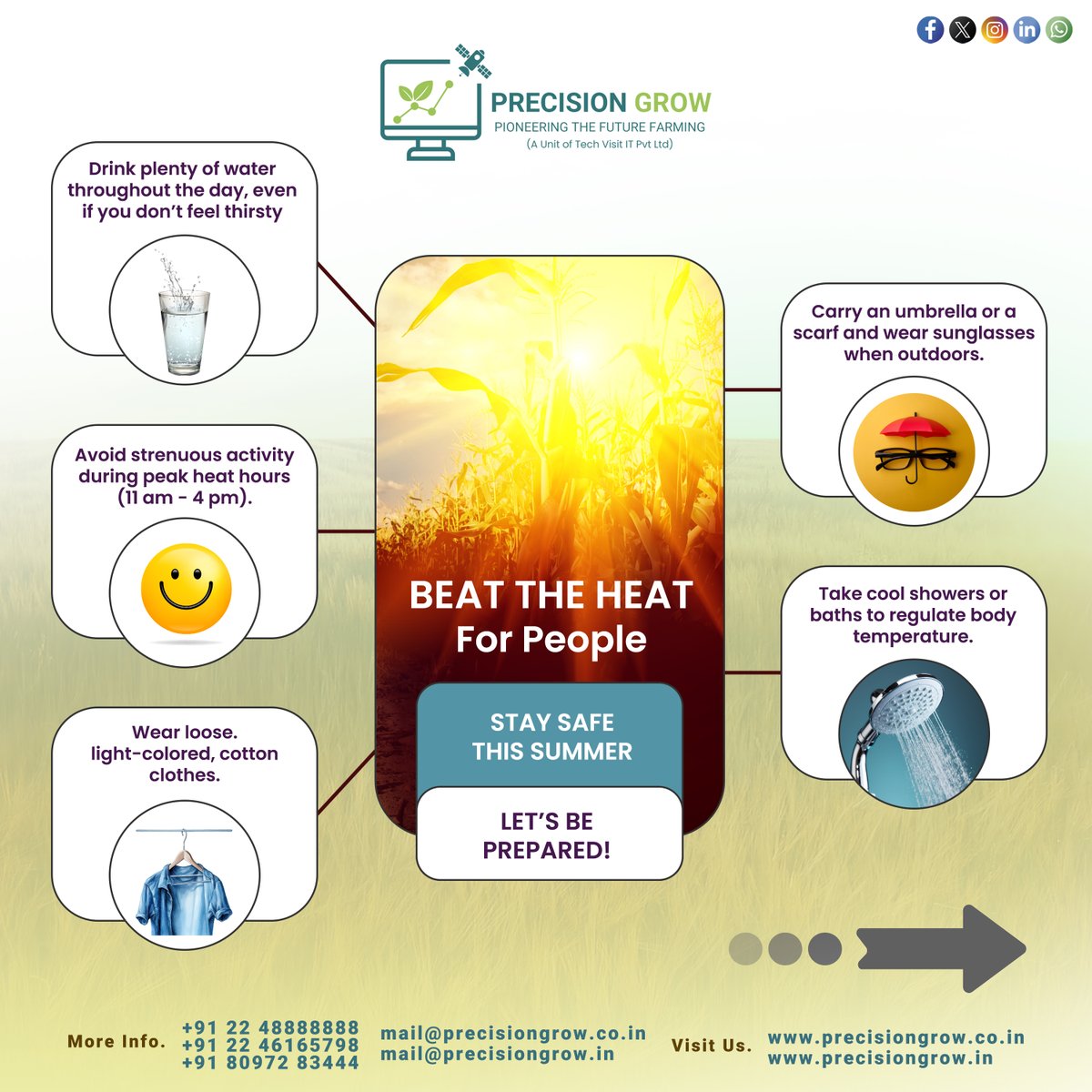 Precision_Grow's tweet photo. Intense heatwaves in April-June pose health risks in India. With rising temperatures, proactive measures are vital for a sustainable future. Increasing frequency and intensity require understanding and action to protect public health.
.
#SummerSafety #HeatWavePrevention https://t.co/u8twmzkjw8