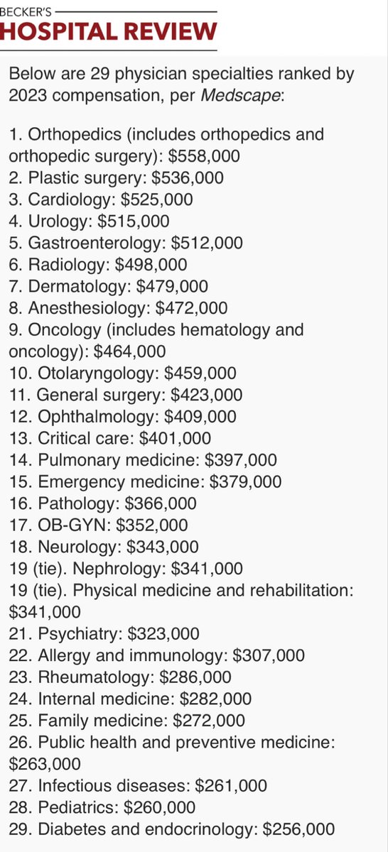 Physician pay in the US by specialty Shocking that Infectious Diseases (clearly the best specialty) is near the bottom But still blows UK salaries out of the water..