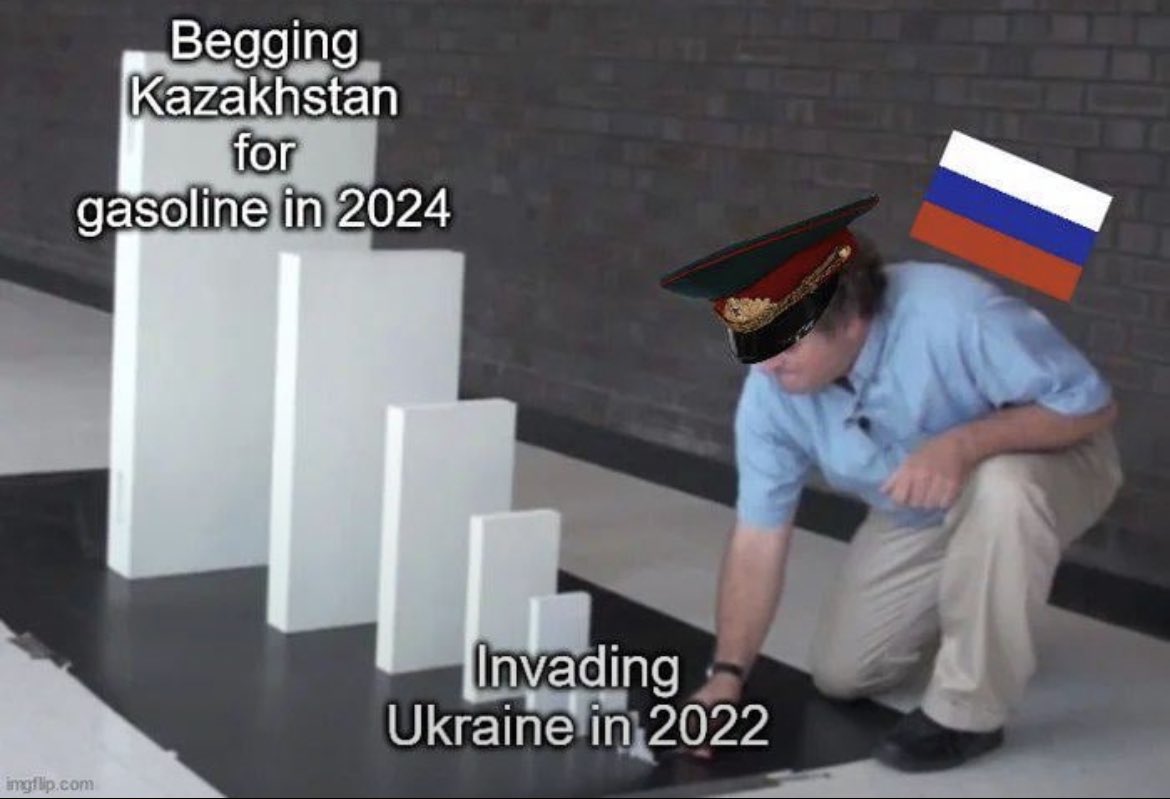 Weren’t they putting out ads that said Europe would be freezing without their gas? How is that working out for them? “Please one drop of oil Belarus” “Please one drop of oil Kazakhstan” Nation of beggars lmfao