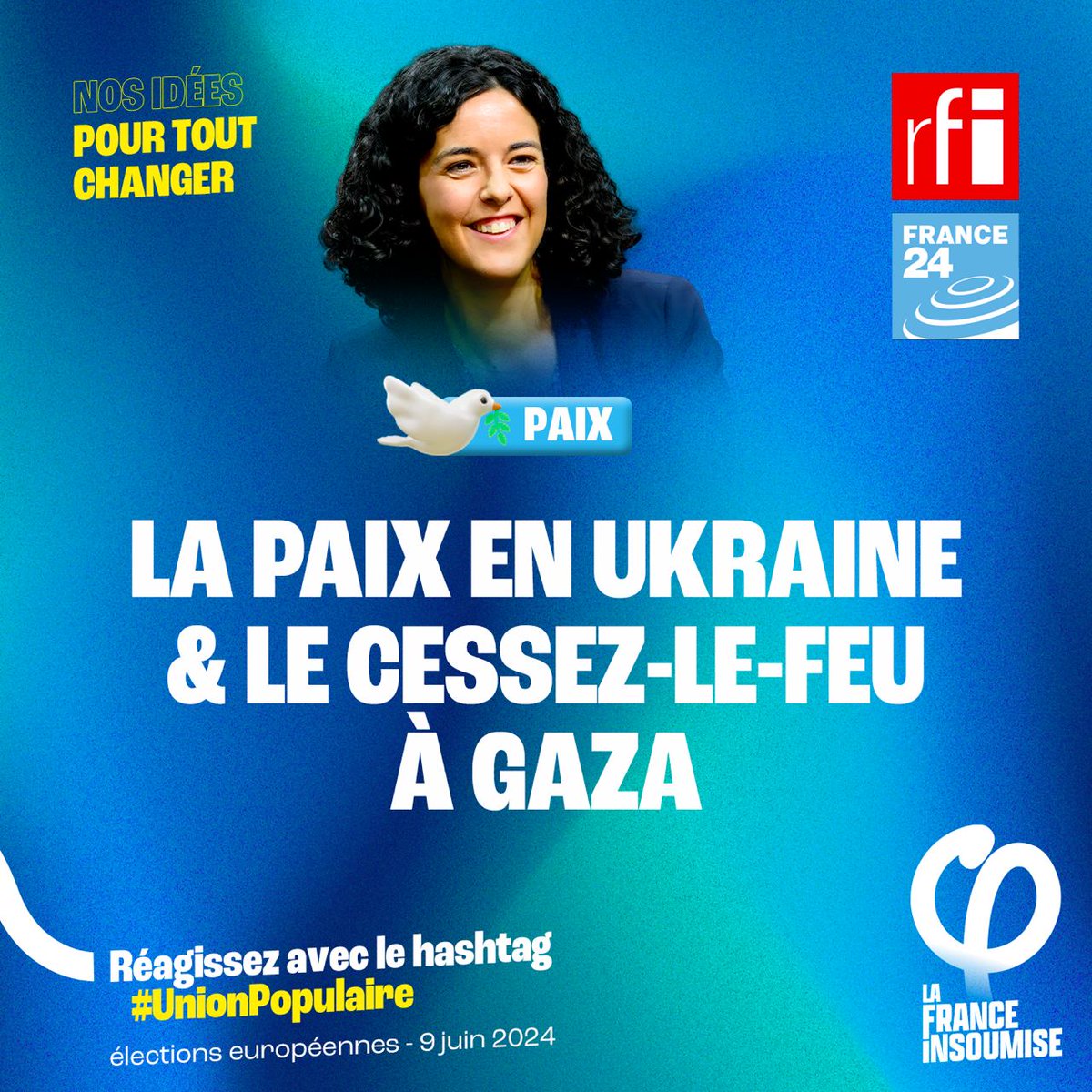 Mais le @FiAssemblee est complotisteeeeeeee 
Nos enfants ne doivent pas être là chaire à canon des industriels 
#Le9JuinJeVoteManonAubry 
#Europeennes2024 
#AvecManon