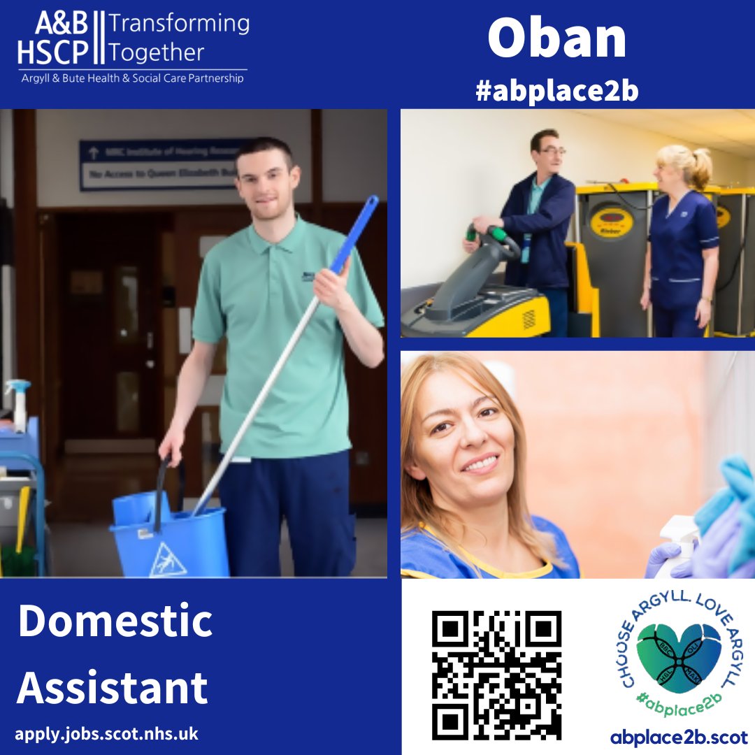 We are currently seeking a self-motivated and productive individual to join our Domestic team at Lorn & Islands Hospital in Oban. The role of the bank staff is to cover absences and extra tasks on various days APPLY NOW apply.jobs.scot.nhs.uk/Job/JobDetail?…