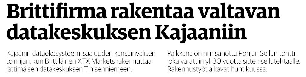Tervetuloa Kajaaniin ja Kainuuseen @xtxmarkets ✨ Tämä on jo toinen merkittävä datakeskusinvestointi Kajaaniin tänä vuonna. Toivotamme tervetulleeksi vielä lisää. Kajaanista on muodostumassa globaalisti merkittävä datakeskusten keskittymä! @KainuunSanomat @Kainuunliitto