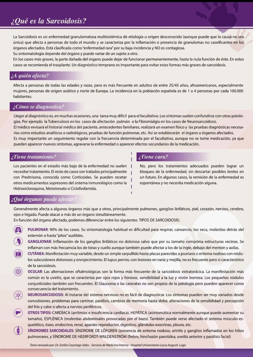 AnesEspana's tweet photo. 13 de abril, día de la #Sarcoidosis, ¿nos ayudas a dar visibilidad? #Purpurízate https://t.co/2JHh6t8zr9