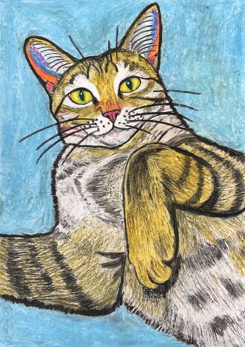 #オイルパステル　#パステル　#絵画　#デザイン　#イラスト　#illustration #artwork #アナログ絵　#猫　#cat  #絵描きさんとつながりたい  #絵

猫を描きました。