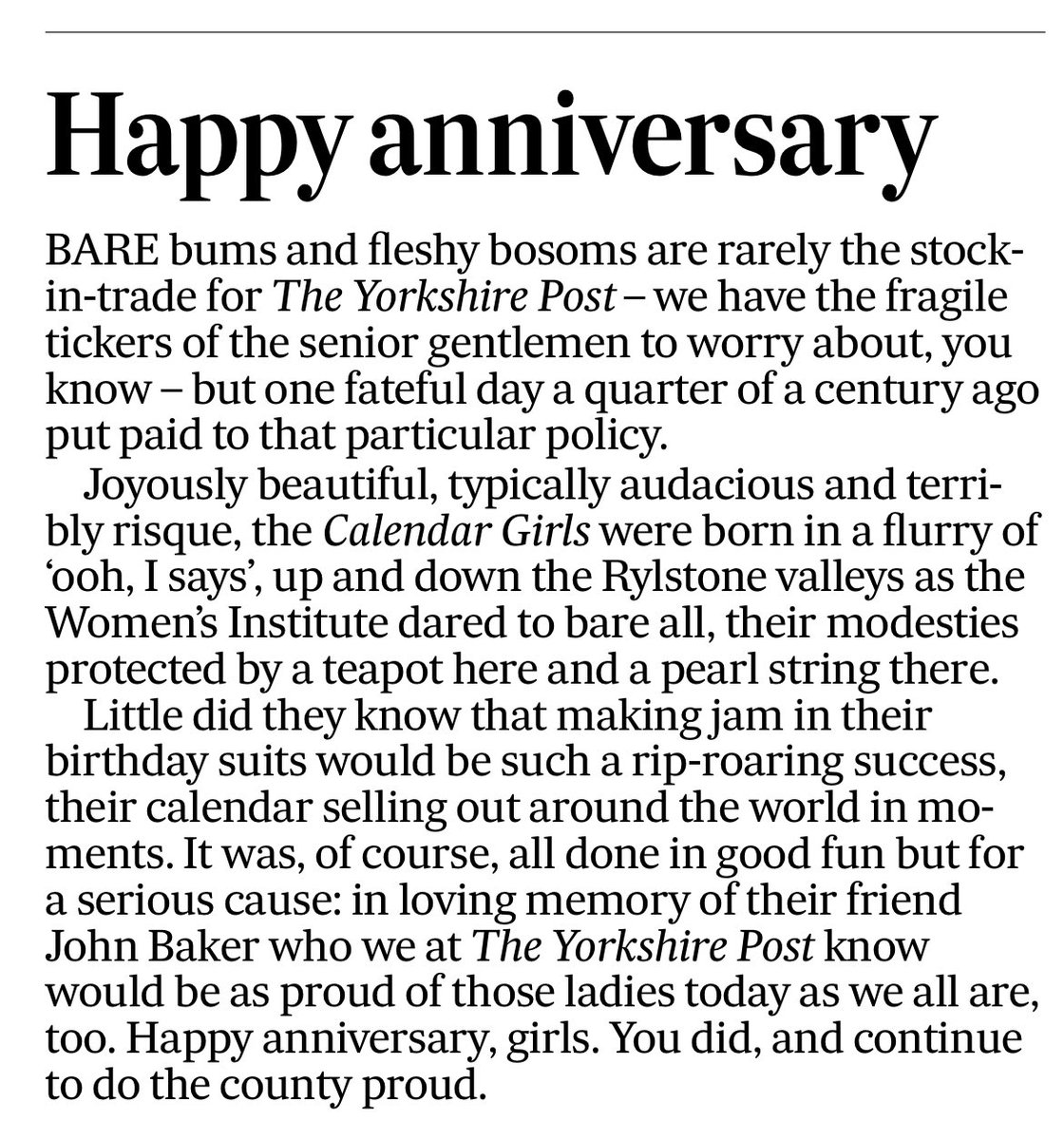 I enjoyed writing this tribute to the Calendar Girls at 25 🥳
