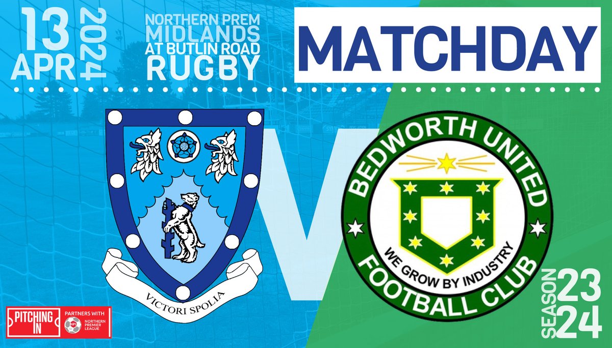 MATCHDAY! Rugby v @bedworth_united It's local derby day as we welcome Bedworth United in the @NorthernPremLge Midlands. It's another huge game - updates here from 3pm. 🏟️ Butlin Rd, CV21 3SD 🕒 3pm 🎟️ Adults £10 | OAP £5 | U18 £5 | U12 £2 📘 Printed Prog £2 #utv