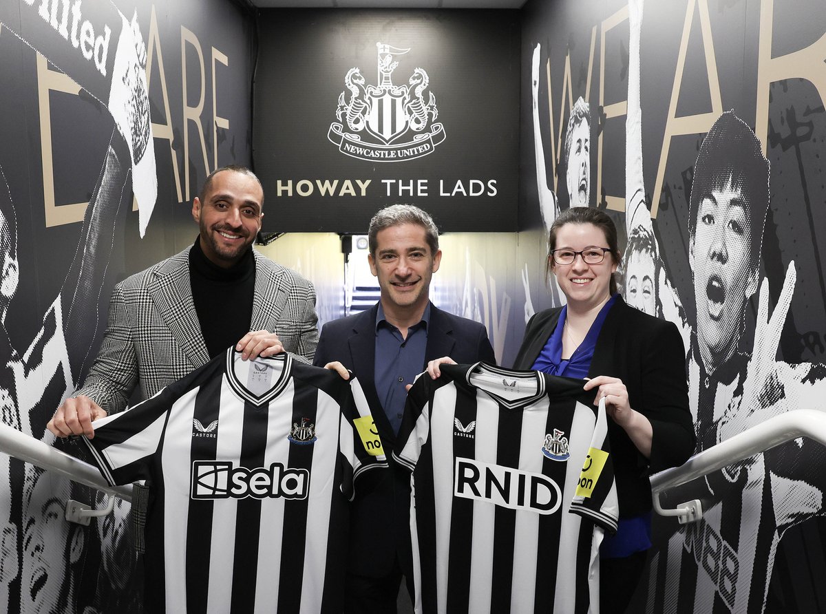 Today’s the day! We’re so excited to be here at St. James’ Park ready to cheer on @NUFC as they take to the pitch with the RNID logo on their shirts. ⚽ Find out more about our work with NUFC and @Sela to make live football matches more accessible: bit.ly/3Ueoacr