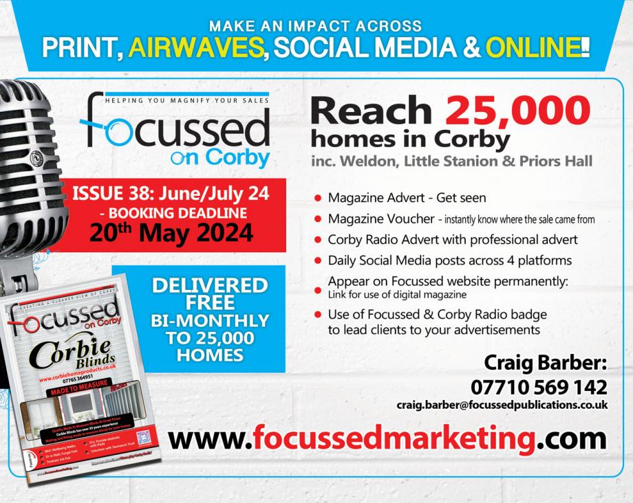 🎙️🤝🚨GET NEW CUSTOMERS & RETAIN OLD ONES🚨🤝🎙️ Need advertising in Corby that works? Focussed on Corby Magazine & Radio JUNE/JULY ISSUE DEADLINES 20th MAY Stand-along magazine advertising only or a comprehensive #advertising campaign that is delivered i...