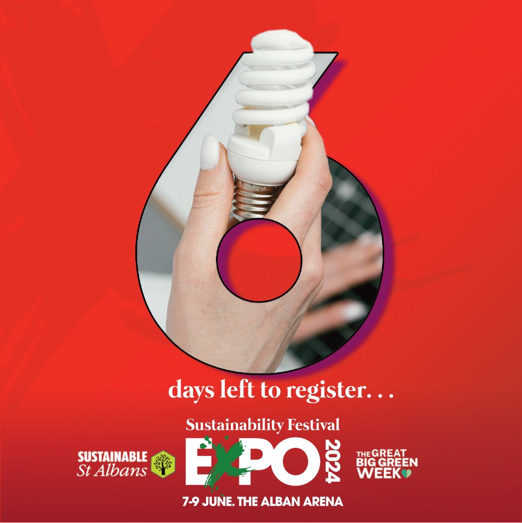 SustFest25's tweet photo. Only 6 days left to register your business, charity, school, faith group or community organisation for a place at @thealbanarena this June.
https://t.co/vemmuTb07X
#planetpledge #sustainability #environment #stalbans #greenissue #community #expo https://t.co/TyXVt3beu4
