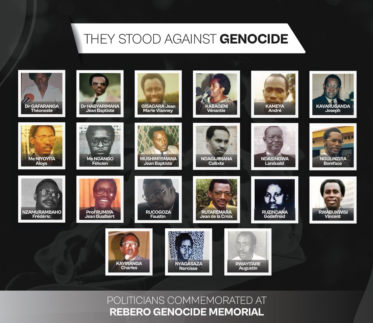 The Commemoration Week concludes today at Rebero Genocide Memorial. The event will be marked by a presentation on the life and the struggle of 21 politicians who were killed for opposing the Genocide Against the Tutsi. Remember, unite, renew. #Kwibuka30