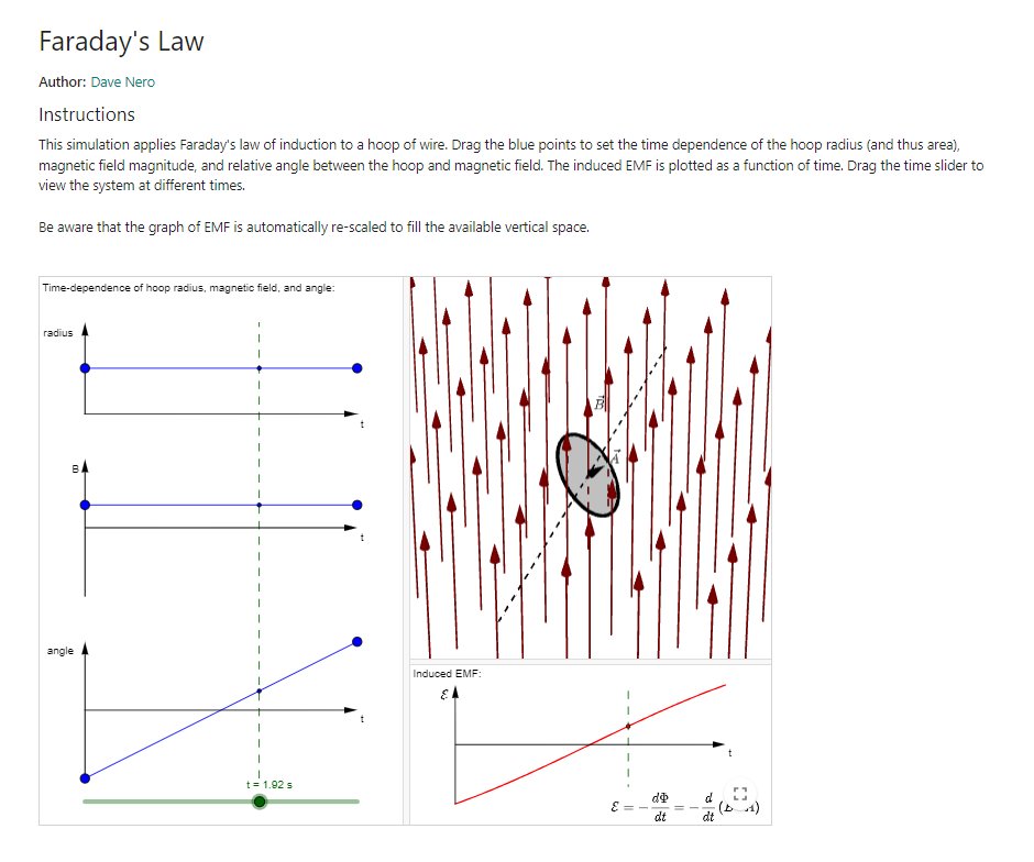 Physics teachers. This Faraday's Law app is fantastic! So useful for helping students visualise flux🧲🙂 geogebra.org/m/Pdv2AJhB