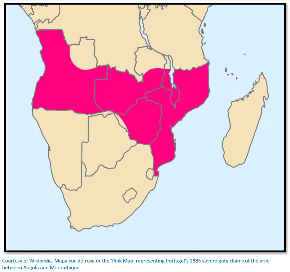 Today in 1891, Britain &amp; Portugal nearly go to war over Portugal's claim to Africa called the Pink Map. International arbitration awards today's Malawi, Zambia &amp; Zimbabwe to Britain and Angola &amp; Mozambique to Portugal. No Africans were consulted. See africatodayyesterday.org/days/13-apr