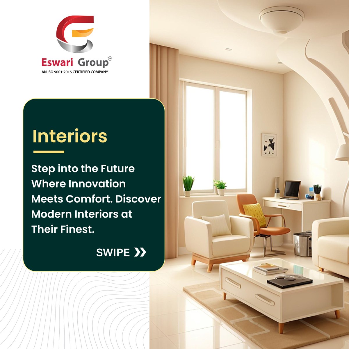 Get to know what's shaping the future of construction innovation?

> Building dreams, one click at a time!
> Elevating spaces
> Discover modern interior

Phone: 9666696889
Website:eswarigroup.com
.
#innovation #design #eswarigroup #construction #architecture #interiors