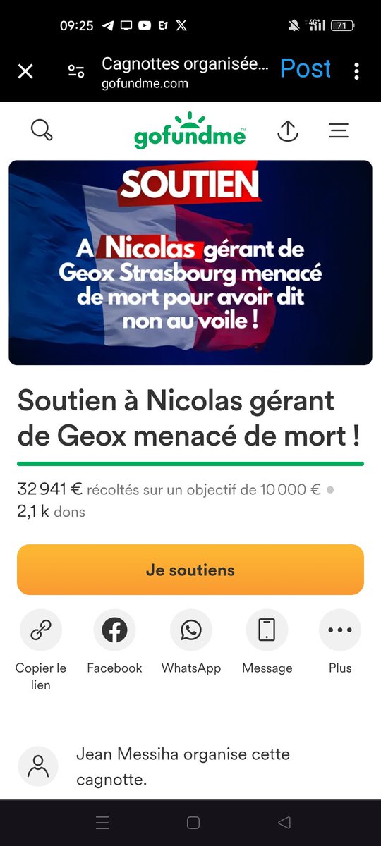 La cagnotte lancée par @JeanMessiha pour le gérant du magasin #geox à #Strasbourg a atteint plus de 30000 euros
