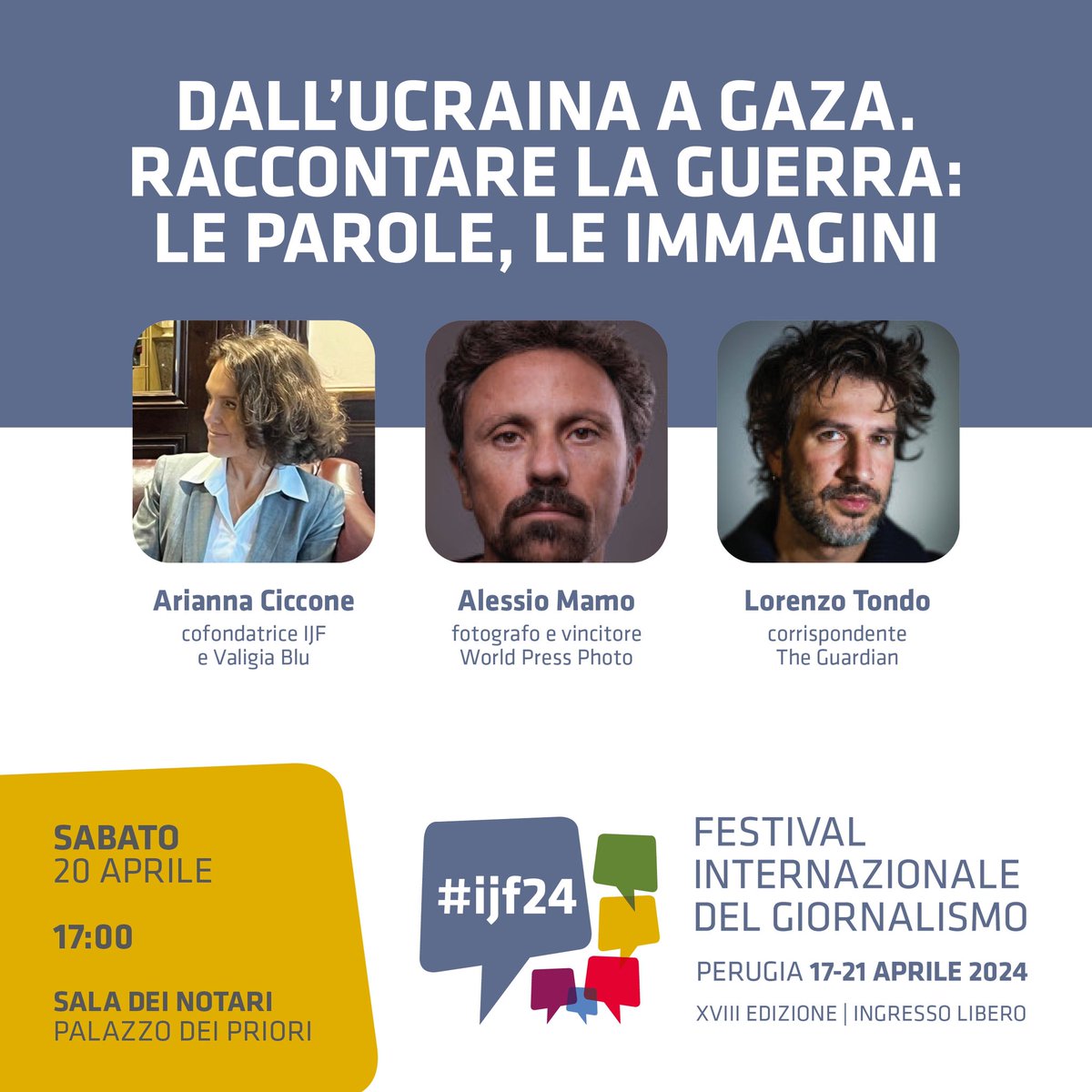 🔴SAVE THE DATE! #ijf24 con @_arianna @AlessioMamo @lorenzo_tondo 🎥Live & On Demand > Sat, 20 Apr journalismfestival.com/programme/2024…