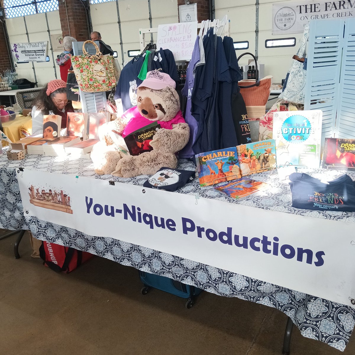 Come join us on this bright sunny spring day at the New Bern Farmers Market. 🌞#youniqueproductions #books #Newbern #nbfm #childrensbooks