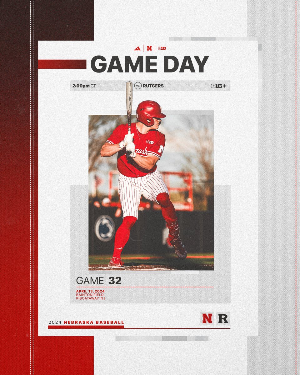 Game two in Piscataway. 🆚: Rutgers 📍: Piscataway, NJ ⌚️: 2:00pm CT 💻: B1G+ 📻: @HuskersRadio