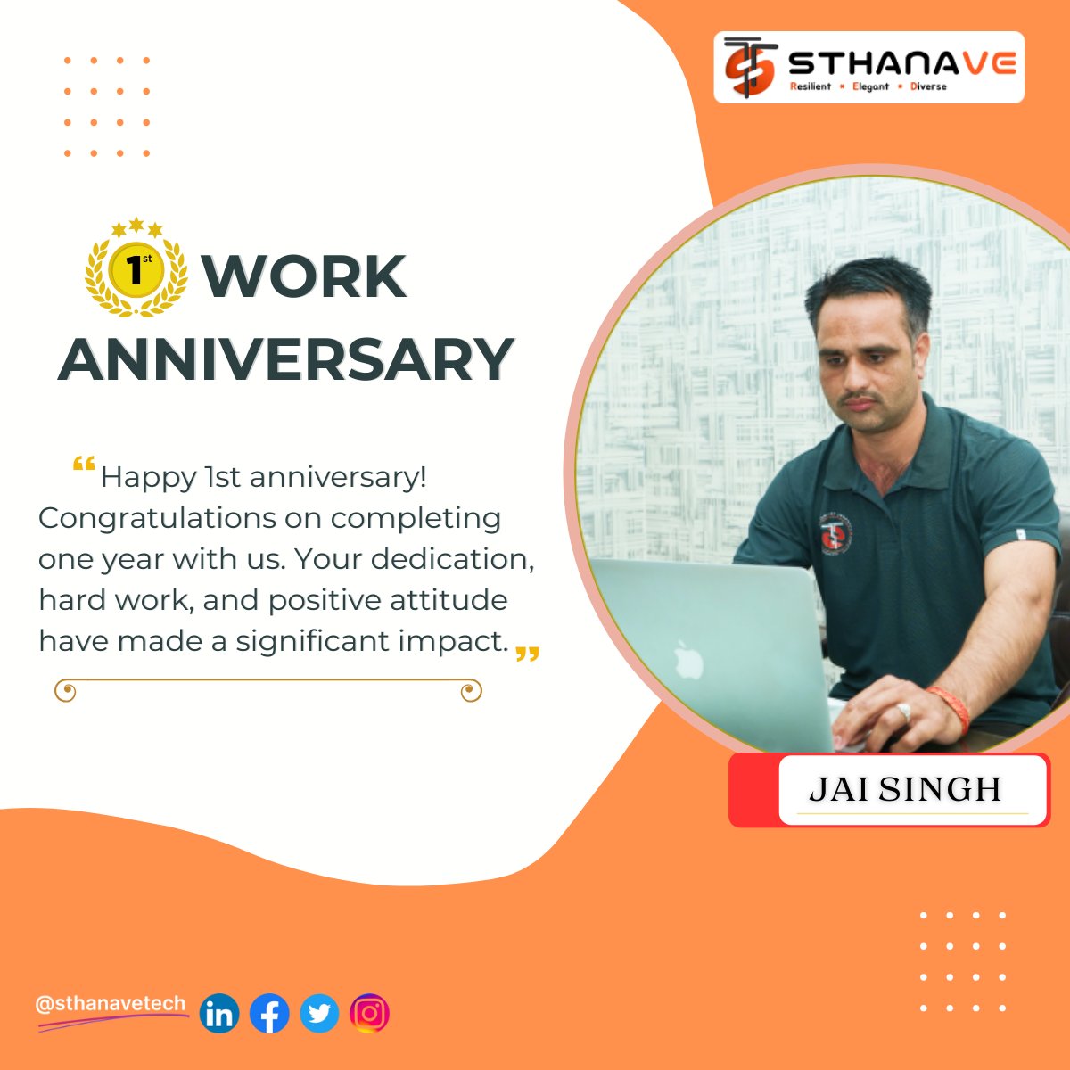 Happy 1st work anniversary! Congratulations on completing one year with us. Your dedication, hard work, and positive attitude have made a significant impact. 💐💐💐 #workanniversary #CelebratingSuccess #OneYearAtWork #sthanavetechnologies #durg