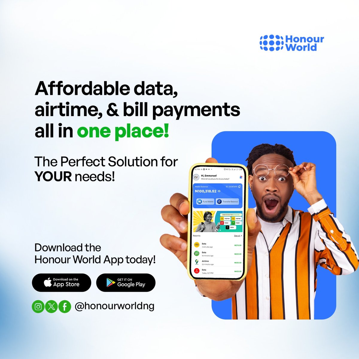 honourworldng's tweet image. Honour World: The perfect solution for YOUR needs!
#honourworld #DownloadNowForFree #Affordabledata