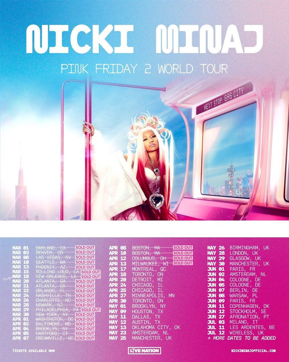 .@NICKIMINAJ sells out her 24th consecutive show from the ‘Pink Friday 2 World Tour’ at Fiserv Forum in Milwaukee, WI.