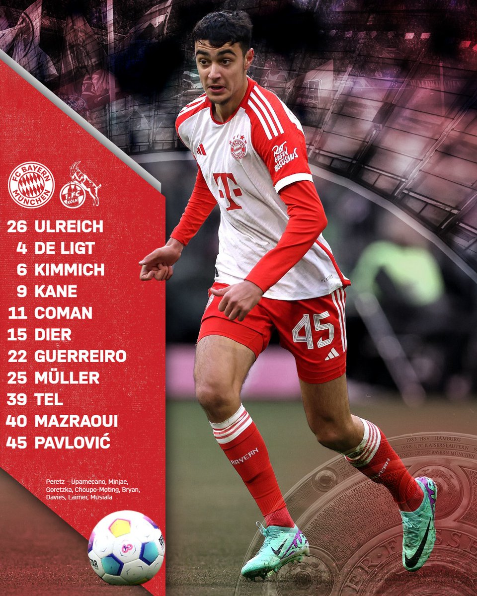 Unsere 🔴 𝐒𝐓𝐀𝐑𝐓𝟏𝟏 ⚪ für #FCBKOE! #FCBayern #MiaSanMia