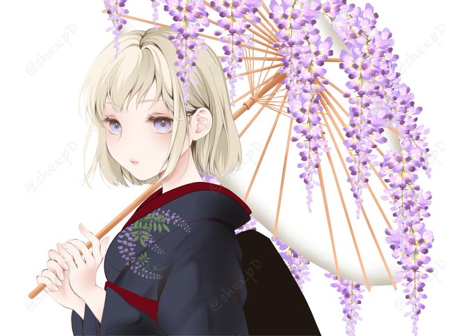 「umbrella wisteria」 illustration images(Latest)