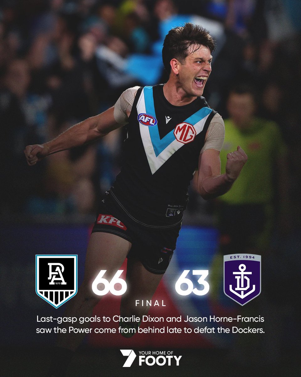 Heartbreak AGAIN for Freo at the Adelaide Oval ⚡️

#AFLPowerFreo stats: bit.ly/R5PowerFreo