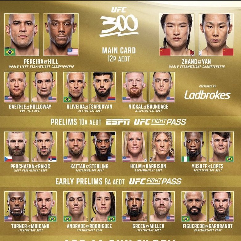 🔥🔥#UFC300 FOLLOW TRAIN🔥🔥 💥PEREIRA🆚HILL💥 💥ZHANG🆚YAN💥 👊🏽RETWEET & LIKE THIS POST👊🏽 ‼DROP FIGHT PREDICTIONS‼ Follow #MMA fans who interact with this post & watch your followers grow‼ #MMATwitter #UFC #ESPN #fightnightfollowtrain