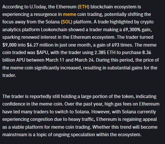 $APU is the 2024 $SHIB the new memecoin king on $ETH 

Trader turned 9K into 6.9 million in one month, many more millionaires will be made by @ApusCoin this bull market

@CoinDesk @CNBC @unusual_whales @itscrypto_news @CryptoAmb @ChicoCrypto @CryptoWendyO