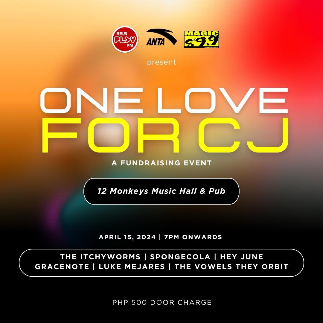 Pretty solid lineup coming together to help out our brother CJ who’s bravely battling the big C. THANK YOU TO ALL THESE AMAZING ARTISTS! 🥺🙏🏼 We really hope to see you guys there! 🤗 @Magic899 DJs will be there full force! @995PlayFM & #AntaPhilippines too! #OneLoveForCJ