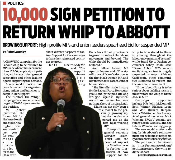 BREAKING: 10,000 say to Starmer, restore the whip to @HackneyAbbott 📣 Here's 3 ways you can show YOUR support 🙌 1. Add your name 👉 actionnetwork.org/petitions/rest… 2. Read more 👉 morningstaronline.co.uk/article/10000-… 3. Hit RT & spread the word ⬇️