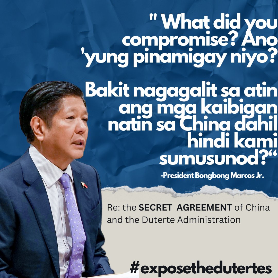 I guess there’s no escaping the questions of the SECRET AGREEMENT now! After both the former president Duterte and China confirmed the existence of a “gentleman’s agreement”... the previous administration has a lot of explaining to do! If the agreement is in good faith and will…