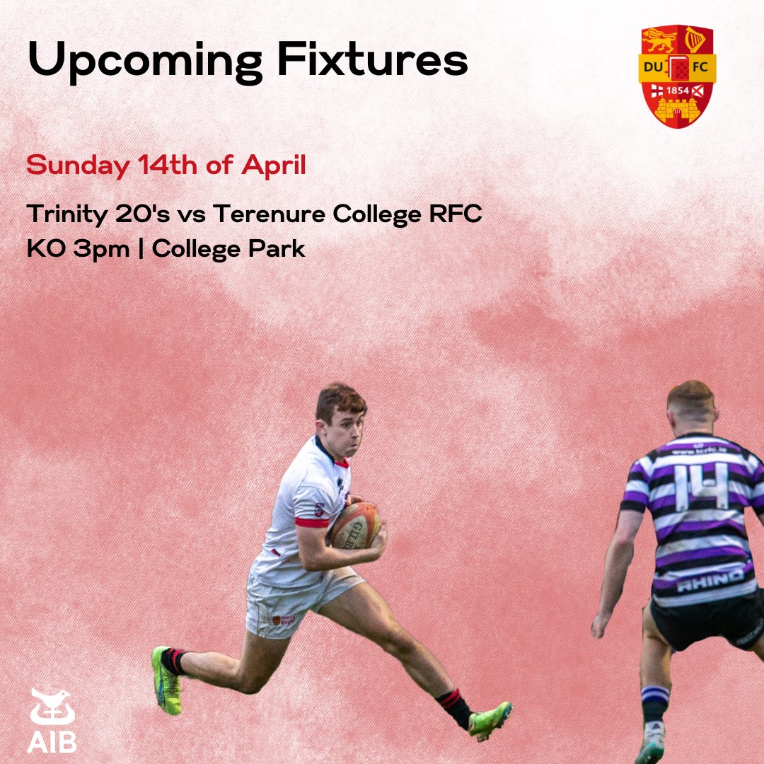 Upcoming Fixtures 🗓️ There’s still some rugby to be played this season, the 20s welcome @terenurerugby tomorrow at 3pm in the Semi-Final of the McCorry Cup 🔥 Last one in College Park, show up 👊🏼 @AIBIreland @tcdsports