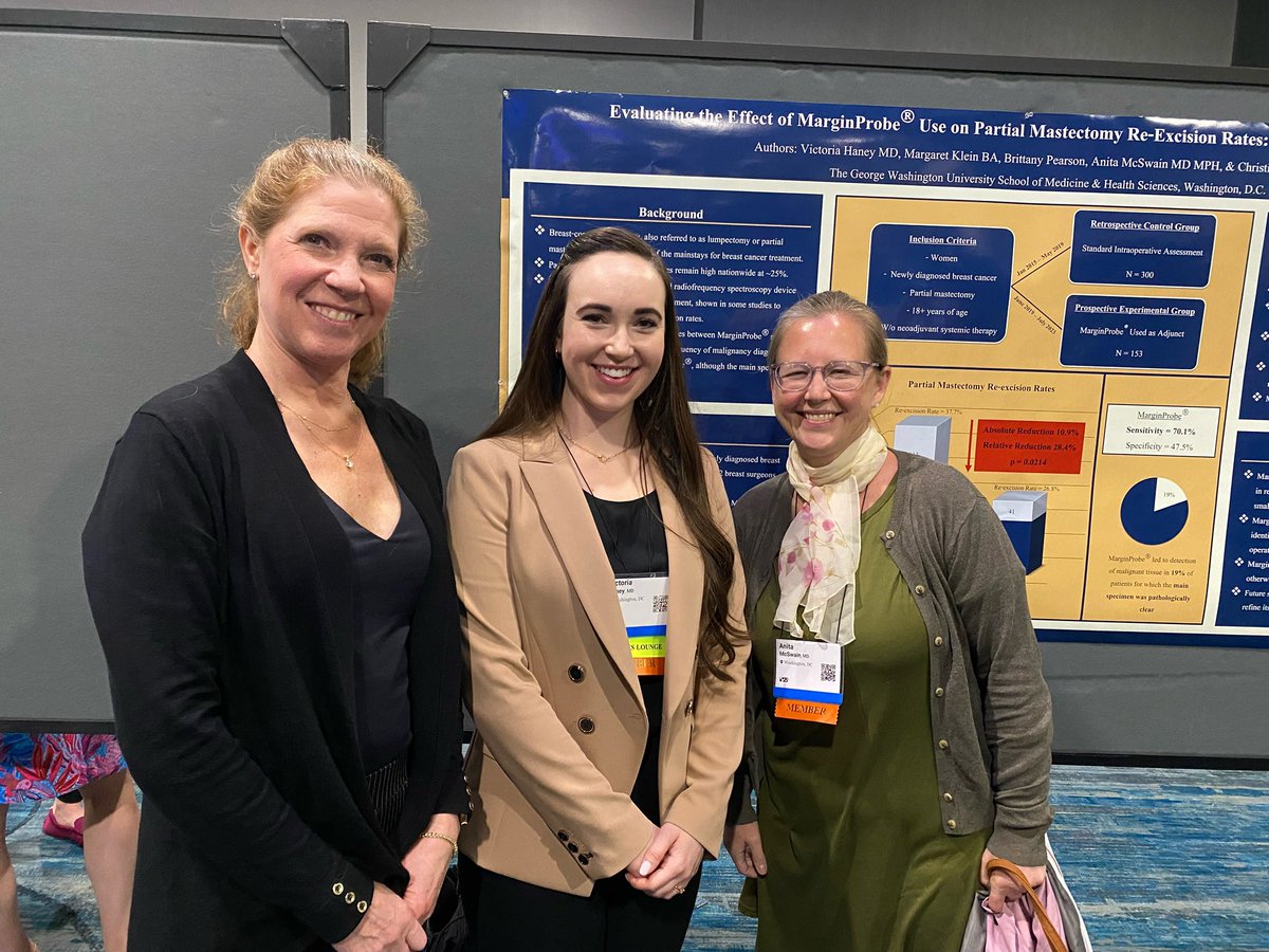 Great work on Re-excision rates by our amazing resident @VHaneyMD and our Breast Surgery Faculty Dr Teal and Dr McSwain at @ASBrS Annual Meeting #GWProud #ASBrS24 #breastcancer #surgery