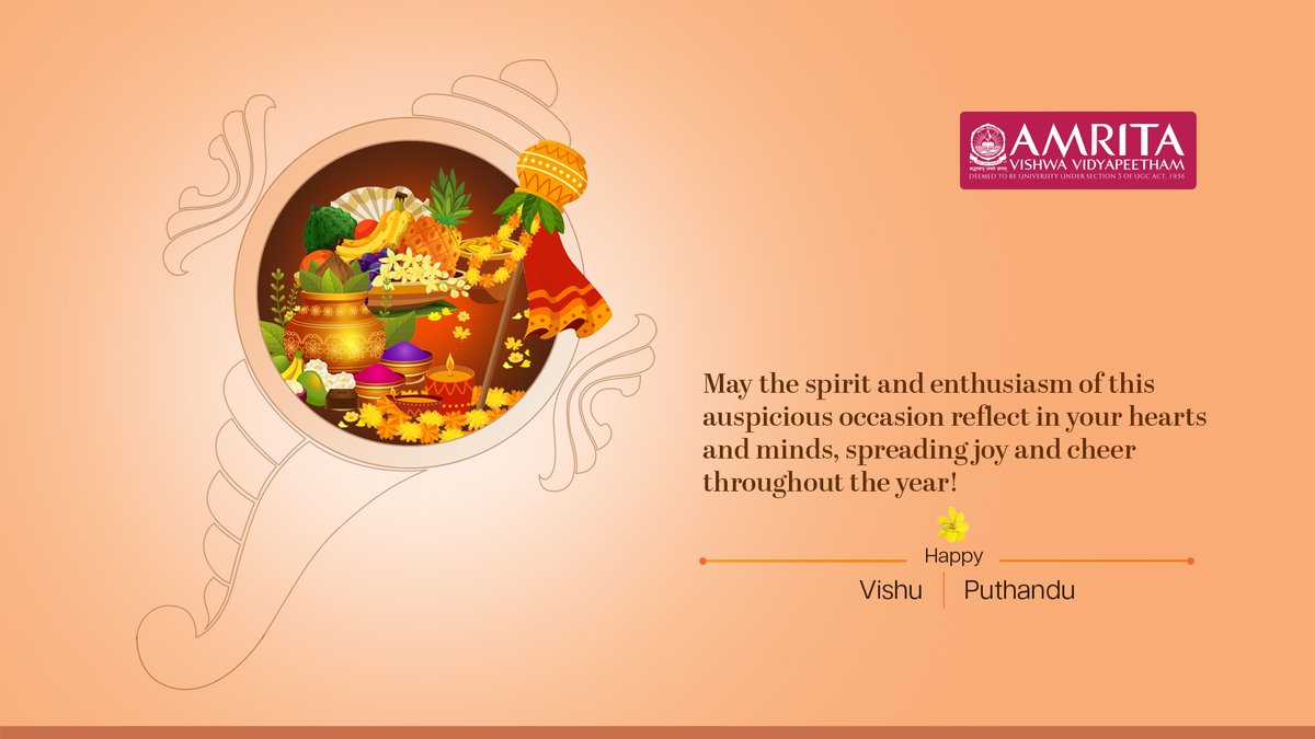 April 14, 2024 is celebrated as Vishu and Puthandu. இனிய தமிழ் புத்தாண்டு நல்வாழ்த்துக்கள் വിഷു ആശംസകൾ Happy Vishu! Happy Tamil New Year! May everyone be blessed with peace, prosperity, and happiness this new year! #Amrita #Vishu #Puthandu #AmritaUniversity