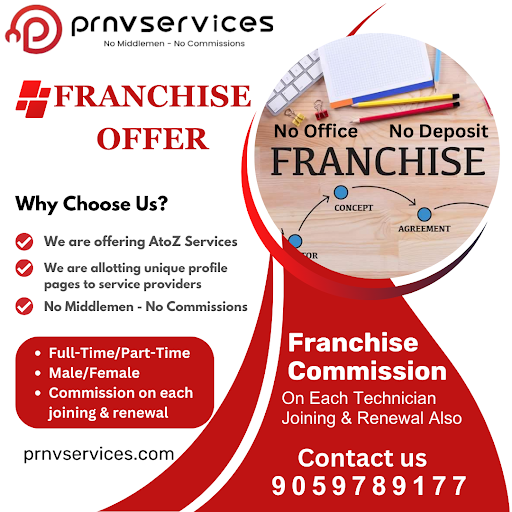 Great opportunity for aspiring entrepreneurs! 🌟
Explore our franchise opportunities and step into the role of a business owner! 🚀
📞 9059789177

#FranchiseOpportunity #OwnYourFuture #EntrepreneurGoals #FranchiseSuccess #BusinessOwnership #Hyderabad #SRNagar #PRNVServices