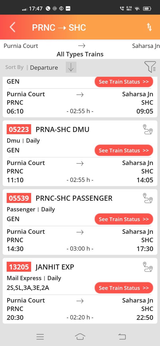 ट्रेन पे ट्रेन कितना चलेगी,05291/78 के समय सारणी पे कोशी exp चलती है बनमनखी होकर। इसलिए @ECRlyHJP @spjdivn @RailMinIndia @CPROECR से विनम्र आग्रह है की इस मेमू का प्रस्ताव नही भेजे। पुर्णिया तरफ से शाम4से 6बजे में सहरसा से सुबह 6बजे के बाद शाम6 से 10के बीच के अन्तराल को खत्म करे।