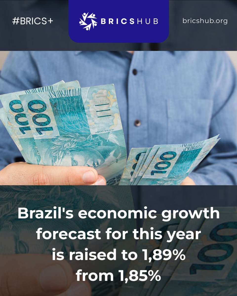 Brazil's economic growth forecast for this year is raised to 1,89% from 1,85% #BRICS #BRICSHub