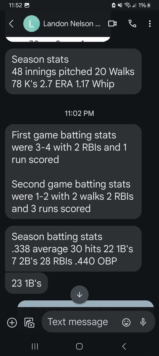 Final game 2 stats and final senior season stats for @Lando_nelson1 @Coach_Fletch @HCDiamondHawks @PrepBaseballAL @AHSAAUpdates