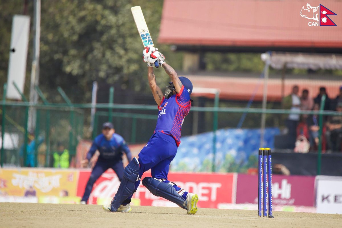 ChanashGhimire's tweet photo. Well done tiger  ❣️
Hope to see such runs in world cup too❣️🇳🇵
#Last over 36 runs 🇳🇵🇳🇵
#NepalvsQuater https://t.co/FqROJpiEaL