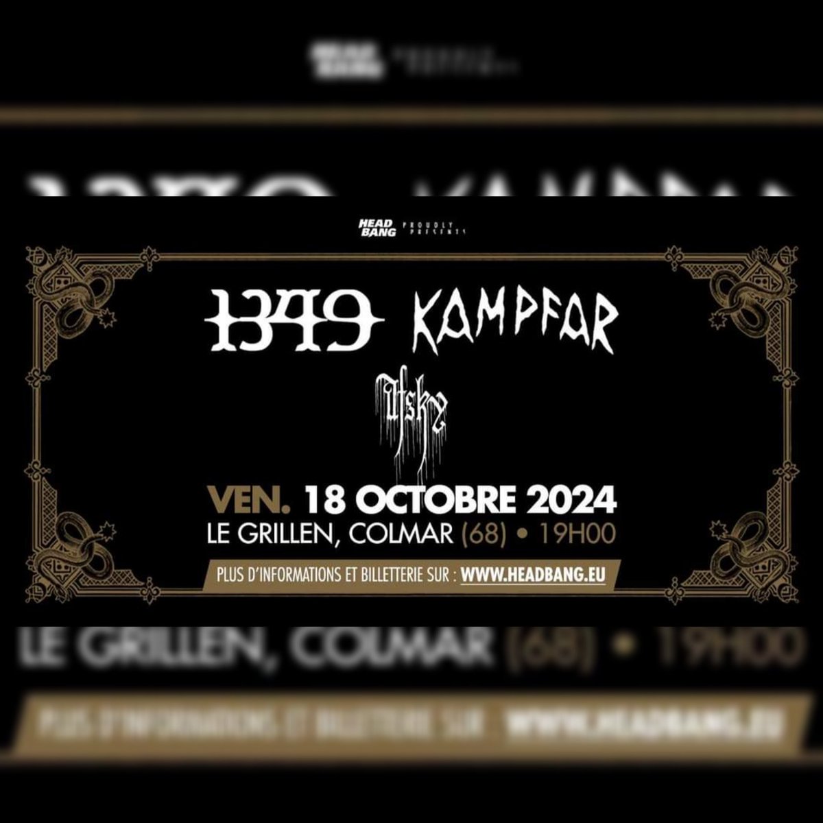 AURAL HELLFIRE ARRIVES IN COLMAR ON OCTOBER 18TH. @1349official and @Norsepagans, along with @afskyofficial, continue their European Tour at @legrillen on October 18th. Tickets: billetterie.seetickets.fr/1349-kampfar-a… DO NOT MISS IT. #legion1349 #auralhellfire #kampfar #afsky #colmar