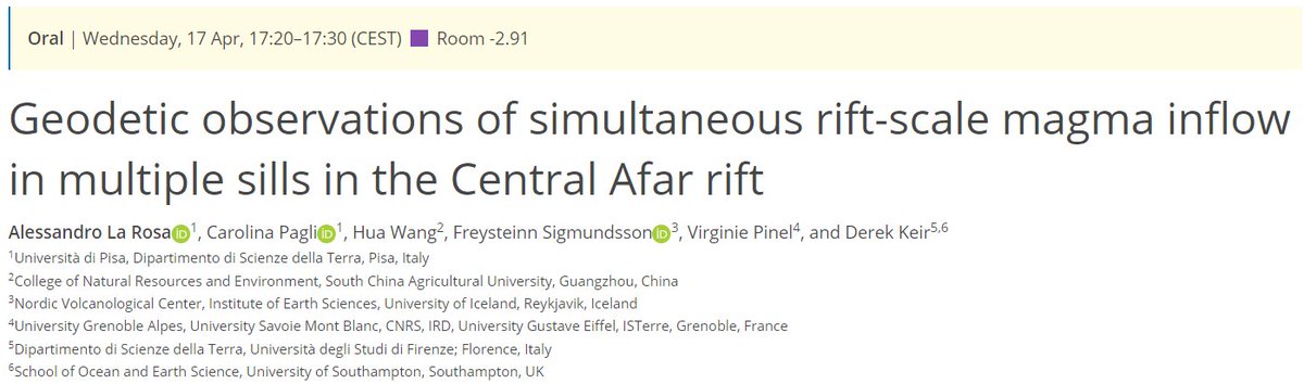 I'm gonna present a recent study about InSAR and formation of magmatic sills in the deep crust at #EGU24. If you are interested in these topics, just pass by section GMPV7.2 Wed. afternoon. Can't wait to meet old and new friends in Vienna! 😊 See you there!