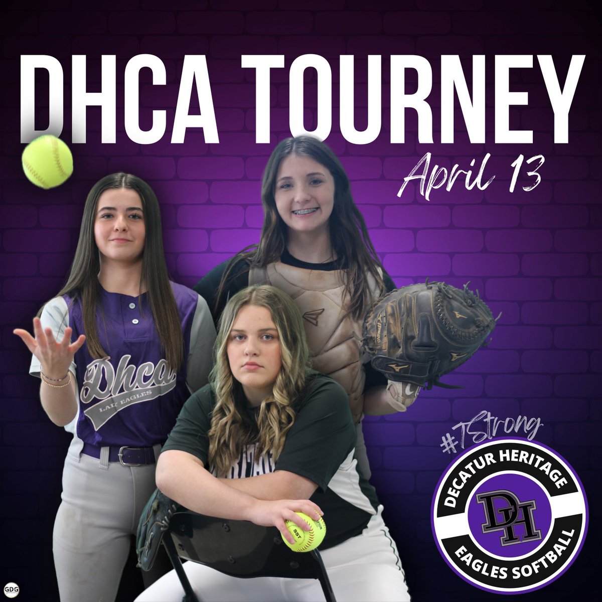 Come out and support the Lady Eagles at 10am and 11:45am! #7STRONG 💜🦅🥎