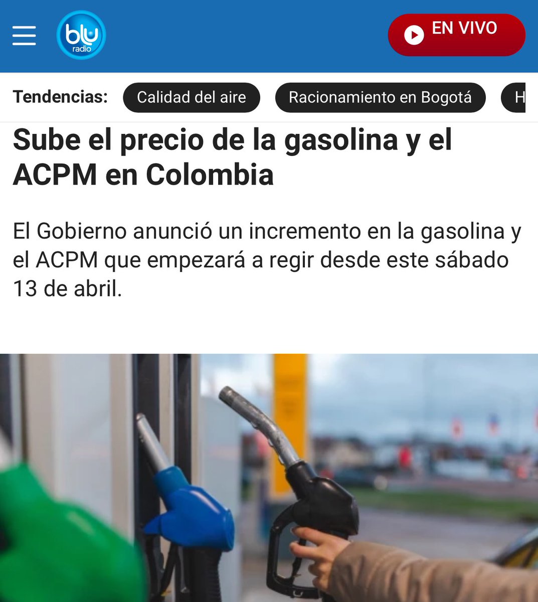 Nueva alza en el precio de los combustibles. Subirá $26 pesos la gasolina y $97 pesos el ACPM. ¿Qué pasó con la promesa de campaña de bajar el precio del combustible? Populistas e ineptos.