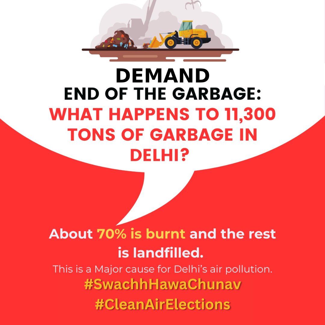 Demand implementation of solid waste management bye laws! 
Demand #CleanAir!

Demand for #SwachhHawaChunav #CleanAirElections!